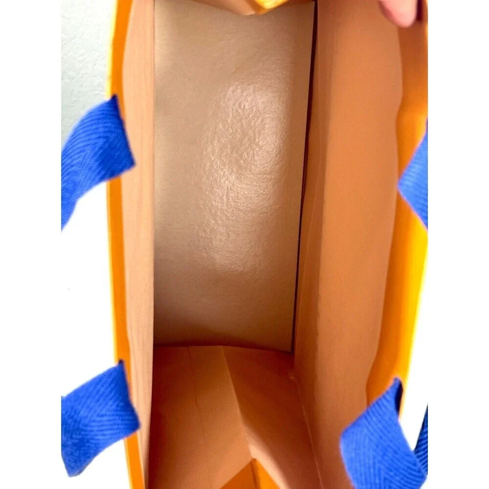 Louis Vuitton Shopping Bag Medium Orange Gift Bag Blue Handles LV